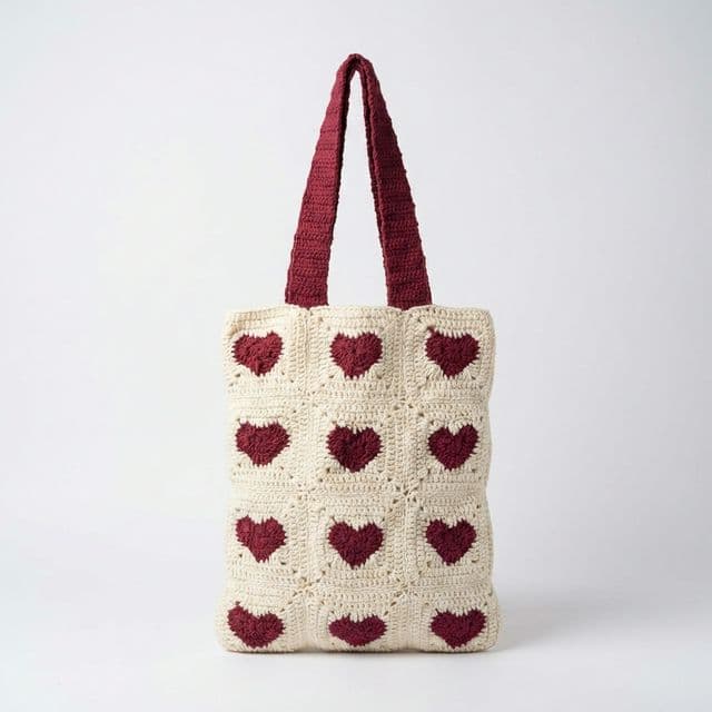 Heart tote bag detail shot